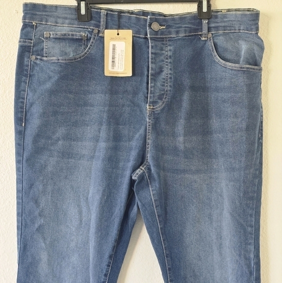 Boohoo Man Jeans Blue Skinny Logo Light Wash Stretch 44x30 New - Picture 4 of 11